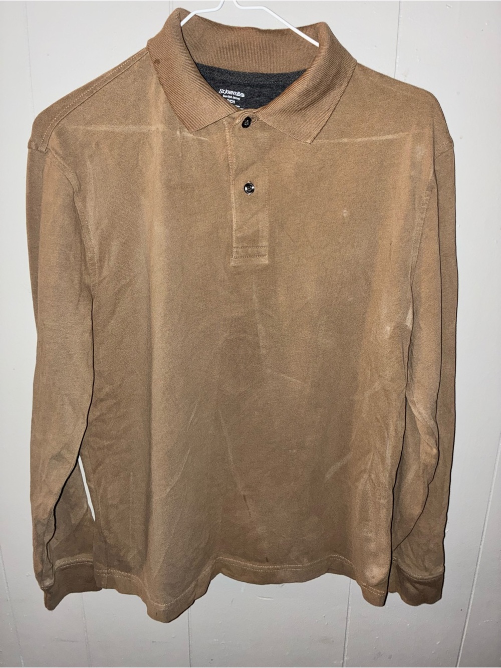 St. John's Bay Men's Brown Long-Sleeve Polo